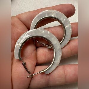 Source Unknown Elegant White Crescent Earrings